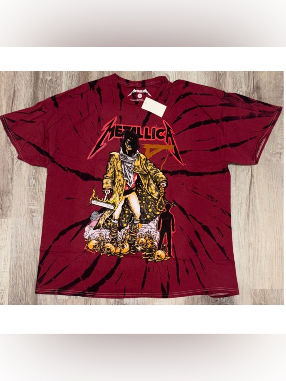Metallica Graphic Tee in Burgundy Tie-Dye